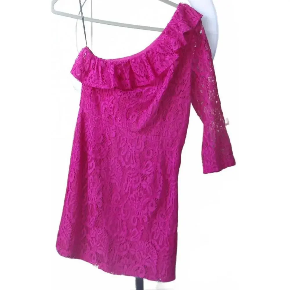 Forever 21 Off-Shoulder Lace‎ Dress - Vibrant Pink